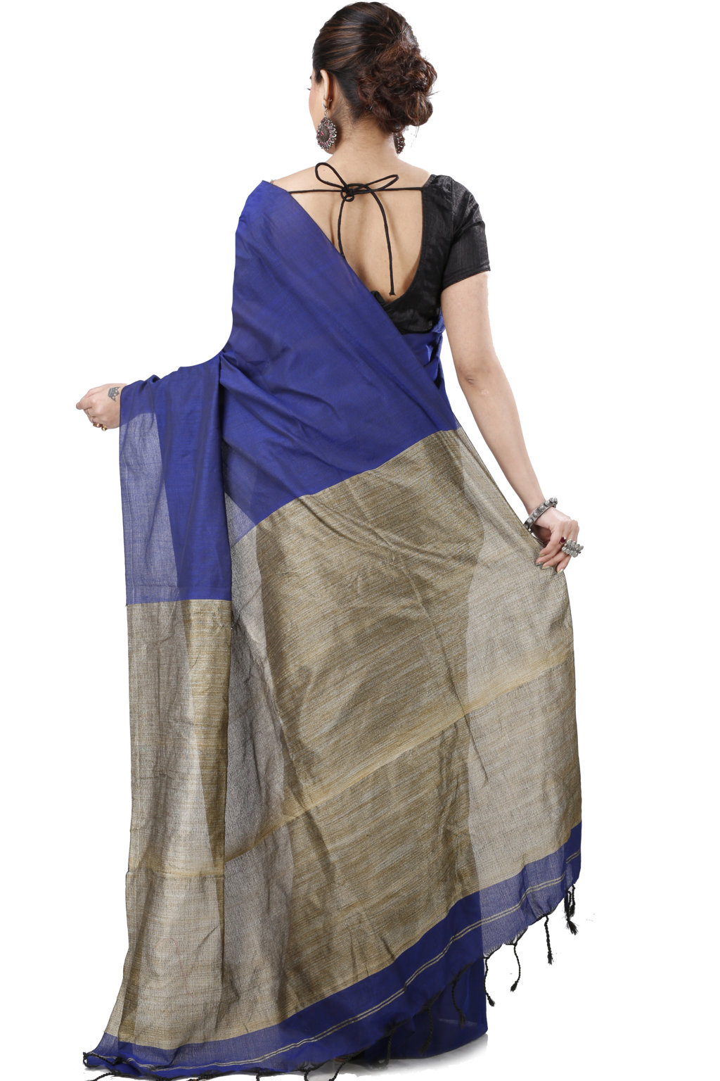 Blue Pure Cotton Kesh Than Hand Loom Saree (5233)